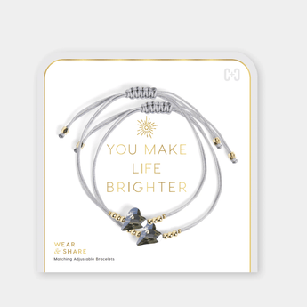 Wear + Share Bracelets "You Make Life Brighter" - Blue - Ruffled Feather