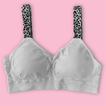 White Cheetah Bra - Ruffled Feather