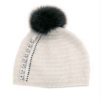 White Hat w/ Zipper Design - Ruffled Feather