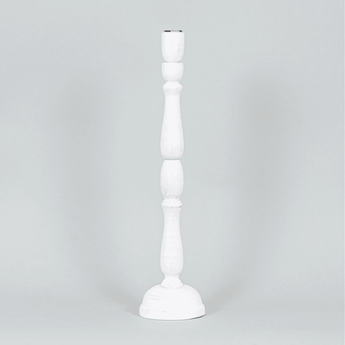 White Wooden Candle Stick - Ruffled Feather