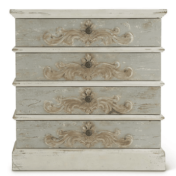 Whitewashed &amp; Light Blue 4 Drawer Chest - Ruffled Feather