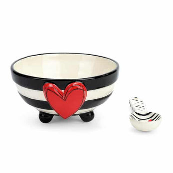 Wide Stripe Candy Bowl with Spoon Set - Ruffled Feather