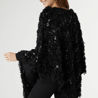 Windham Sequin Poncho - Ruffled Feather