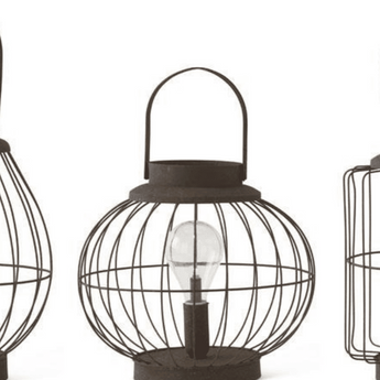 Wire Lanterns w/ Vintage LED Bulbs - Ruffled Feather