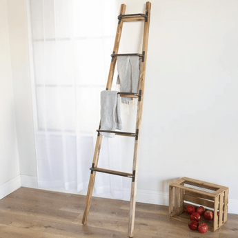 Wood &amp; Metal Ladder Décor - Ruffled Feather