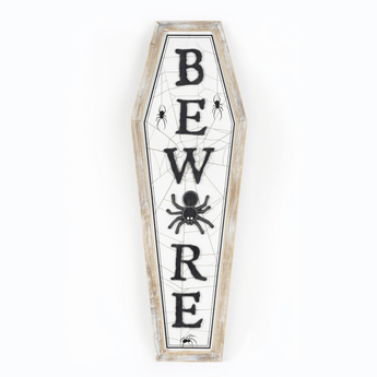 Wood Frame Beware Door Leaner - Ruffled Feather