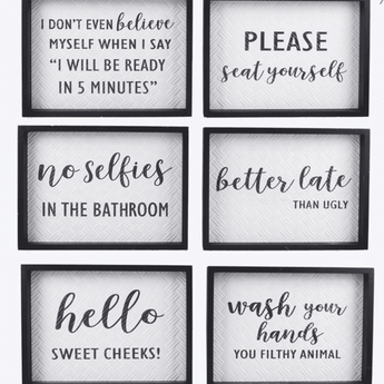 Wood Framed Bathroom Humor Signs - Ruffled Feather