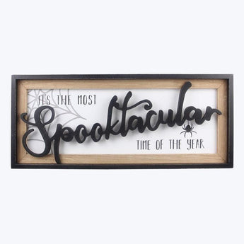 Wood Framed Halloween Spooktacular Wall Sign - Ruffled Feather