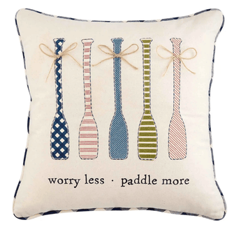 "Worry Less, Paddle More" Throw Pillow - Ruffled Feather