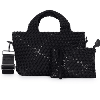 Woven Mini Tote - black - Ruffled Feather