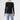 CLEARANCE - Black Ashley Cinched Long Sleeve Crew Neck