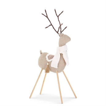 26" Tan & Cream Striped Fabric Deer