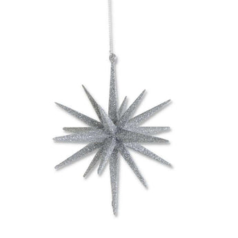 6" Silver Glitter Star Ornament