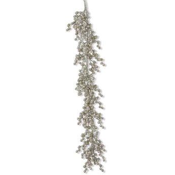 60" Antique Silver Glittered Berry Garland