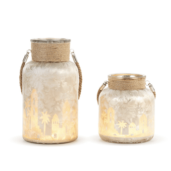 Lit Cityscape Glass Jars Small or Large