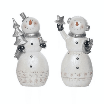 Large Metallic Snowman Figurine