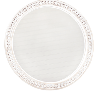 White Beaded Mirror - Round